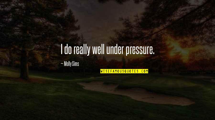 Under Pressure Quotes By Molly Sims: I do really well under pressure. Under Pressure Quotes By Molly Sims: I do really well under pressure.