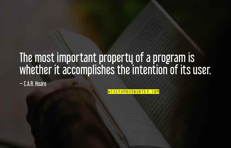 Under The Sunlight Quotes By C.A.R. Hoare: The most important property of a program is