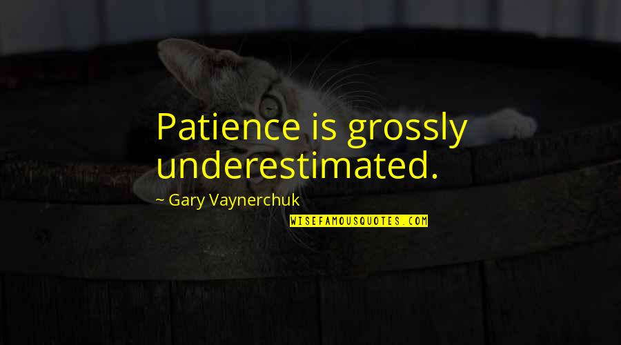 Underestimated Quotes By Gary Vaynerchuk: Patience is grossly underestimated.
