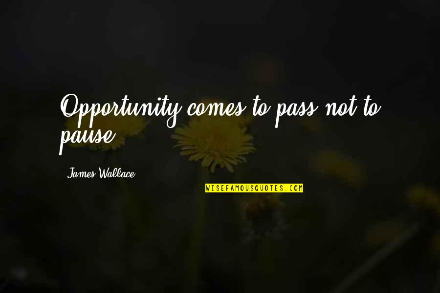 Undergrowth By Van Quotes By James Wallace: Opportunity comes to pass-not to pause. Undergrowth By Van Quotes By James Wallace: Opportunity comes to pass-not to pause.