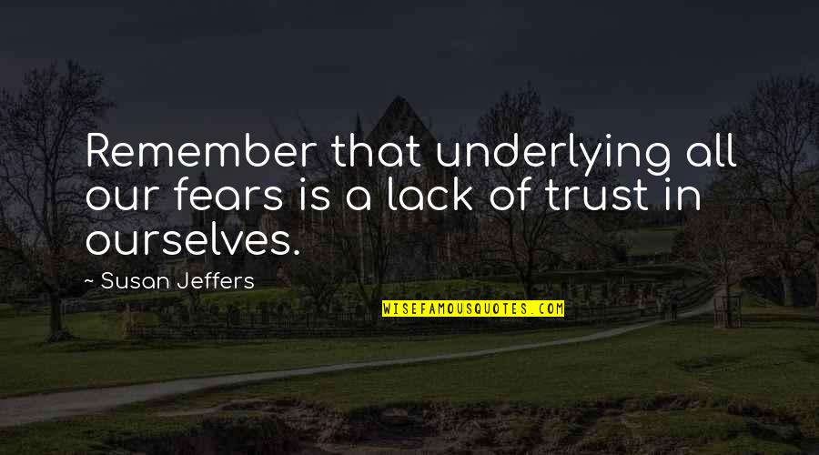 Underlying Quotes By Susan Jeffers: Remember that underlying all our fears is a