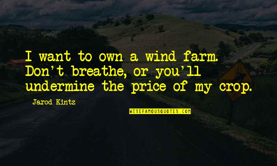 Undermine Quotes By Jarod Kintz: I want to own a wind farm. Don't