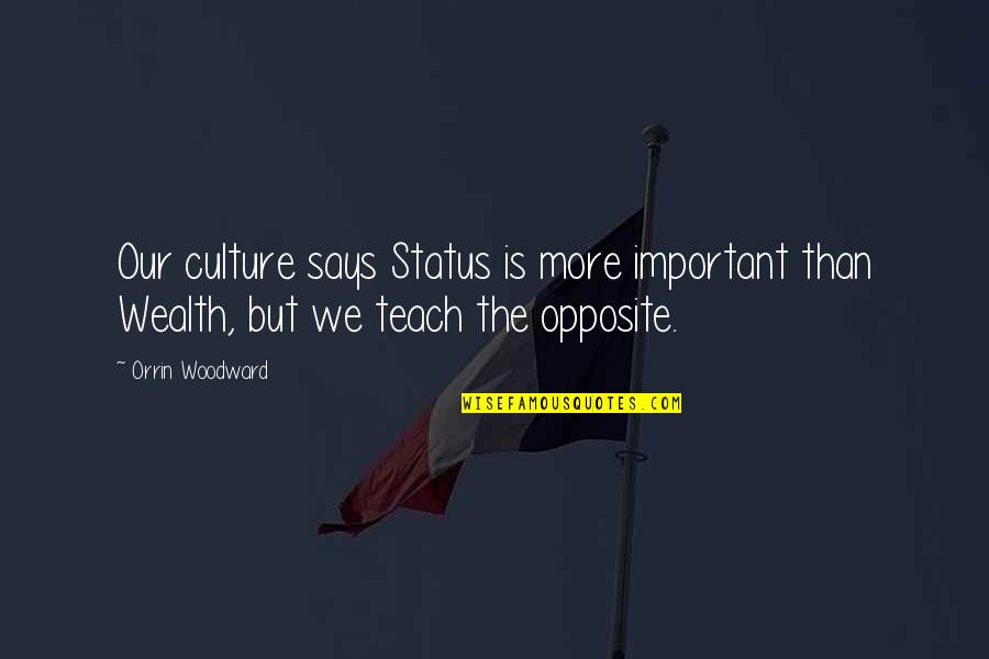 Underneath The Smile Quotes By Orrin Woodward: Our culture says Status is more important than
