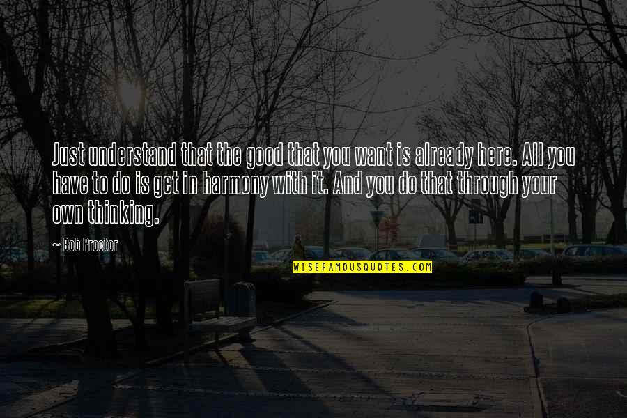 Undernourishment By Country Quotes By Bob Proctor: Just understand that the good that you want