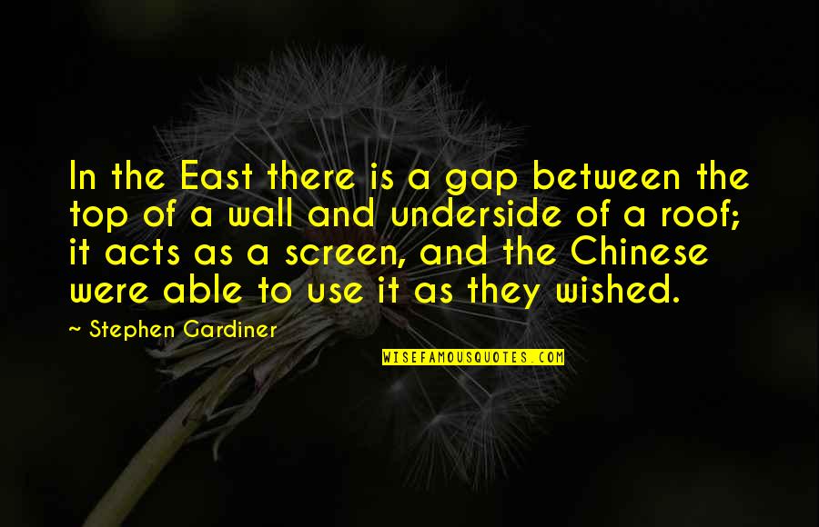 Underside Quotes By Stephen Gardiner: In the East there is a gap between