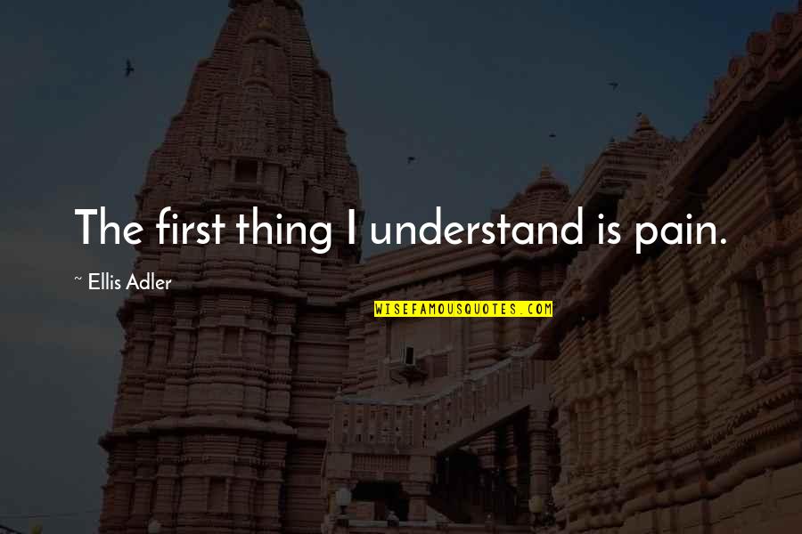 Understand The Pain Quotes By Ellis Adler: The first thing I understand is pain. Understand The Pain Quotes By Ellis Adler: The first thing I understand is pain.