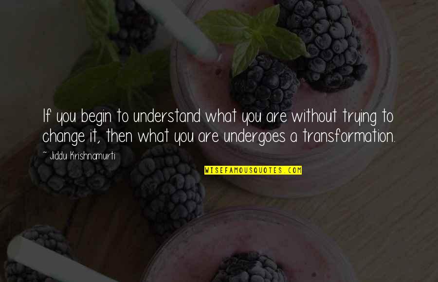 Understanding Change Quotes By Jiddu Krishnamurti: If you begin to understand what you are