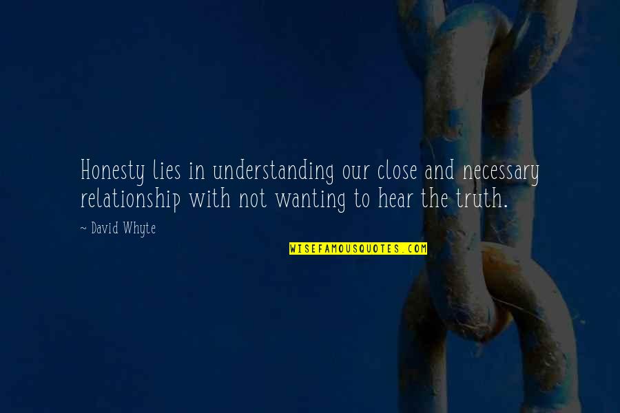 Understanding In A Relationship Quotes By David Whyte: Honesty lies in understanding our close and necessary