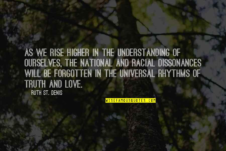 Understanding In Love Quotes By Ruth St. Denis: As we rise higher in the understanding of