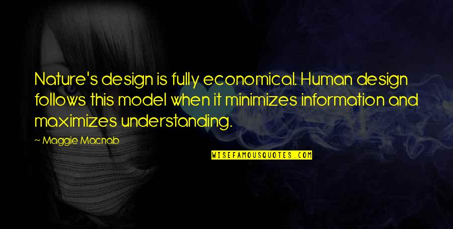 Understanding Nature Quotes By Maggie Macnab: Nature's design is fully economical. Human design follows