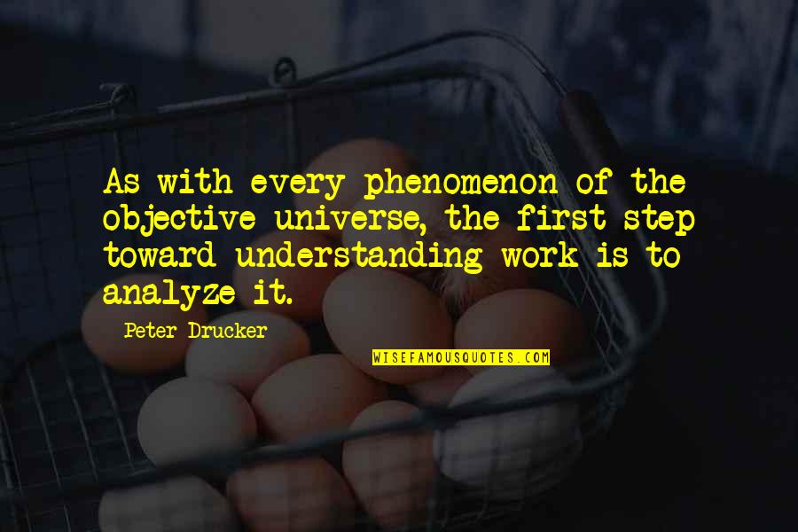 Understanding Of This Universe Quotes By Peter Drucker: As with every phenomenon of the objective universe, Understanding Of This Universe Quotes By Peter Drucker: As with every phenomenon of the objective universe,