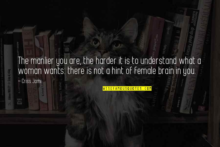 Understanding The Brain Quotes By Criss Jami: The manlier you are, the harder it is