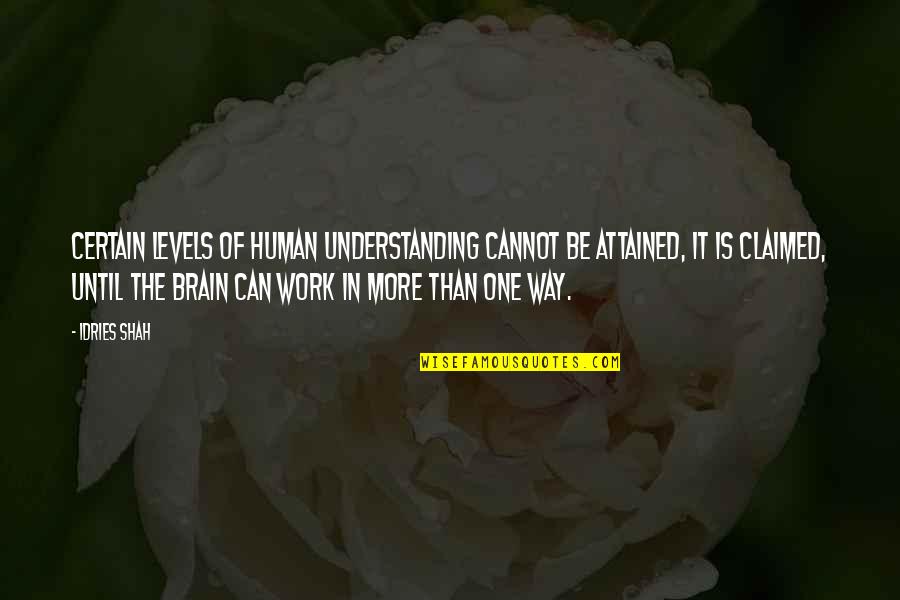 Understanding The Brain Quotes By Idries Shah: Certain levels of human understanding cannot be attained,