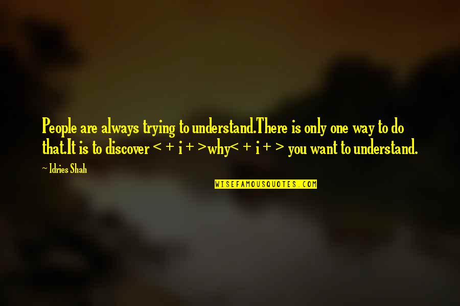 Understanding The Why Quotes By Idries Shah: People are always trying to understand.There is only