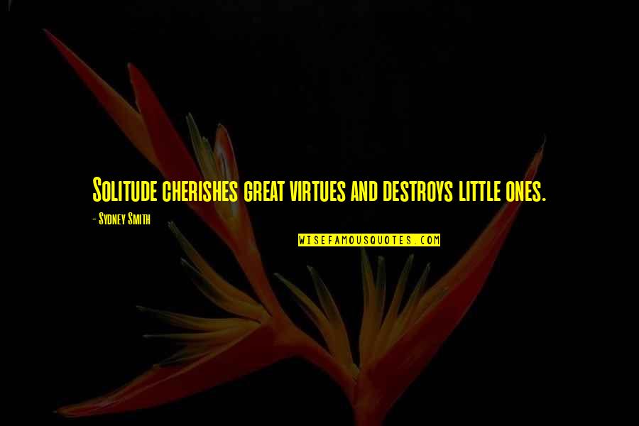 Understories Cheerleader Quotes By Sydney Smith: Solitude cherishes great virtues and destroys little ones.
