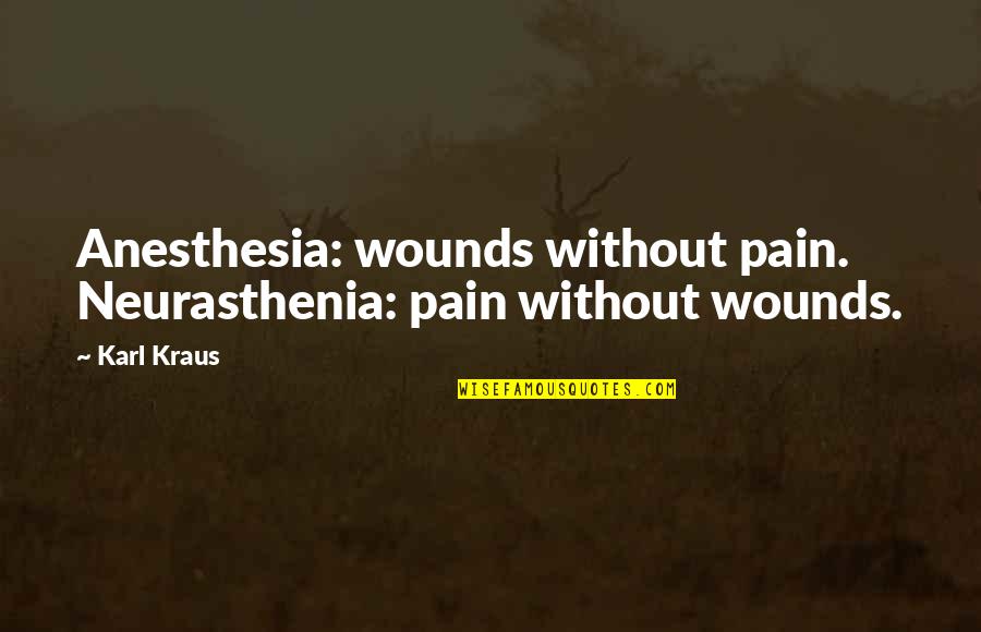 Underutilization Define Quotes By Karl Kraus: Anesthesia: wounds without pain. Neurasthenia: pain without wounds.