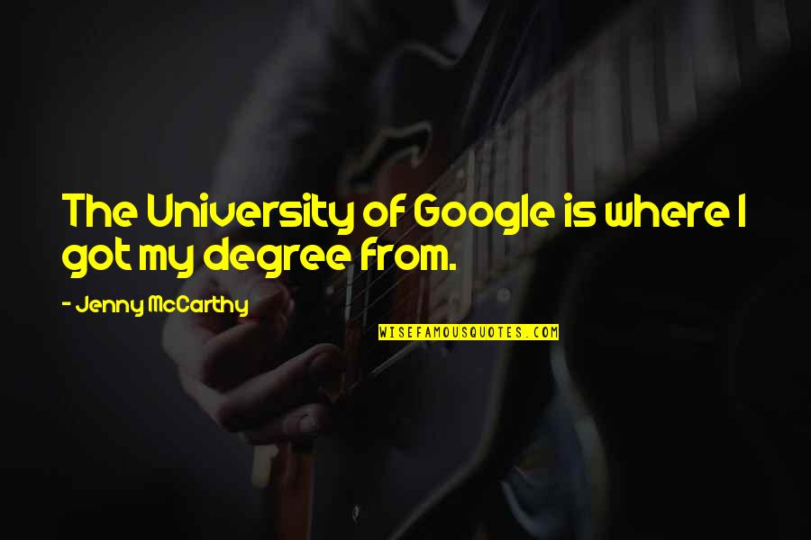 Undivulged Quotes By Jenny McCarthy: The University of Google is where I got
