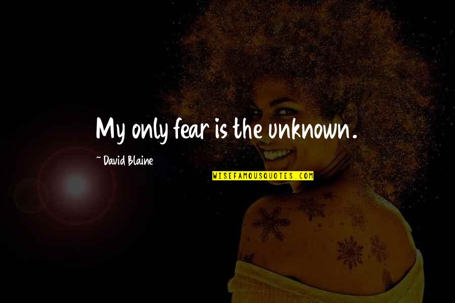 Undp Quotes By David Blaine: My only fear is the unknown.