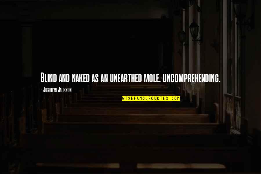 Unearthed Quotes By Joshilyn Jackson: Blind and naked as an unearthed mole, uncomprehending.