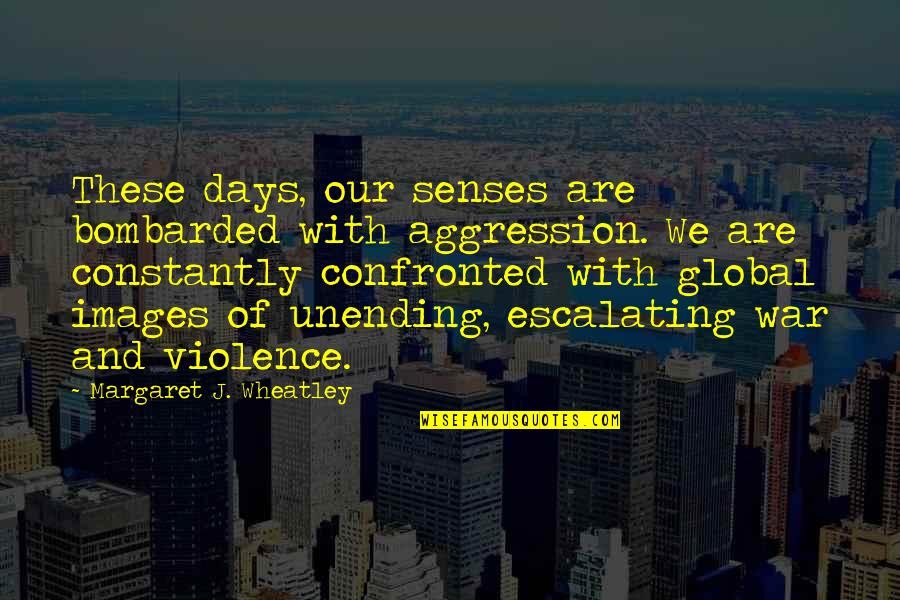 Unending Quotes By Margaret J. Wheatley: These days, our senses are bombarded with aggression.