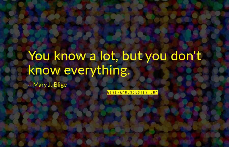 Unendliche Melodie Quotes By Mary J. Blige: You know a lot, but you don't know Unendliche Melodie Quotes By Mary J. Blige: You know a lot, but you don't know
