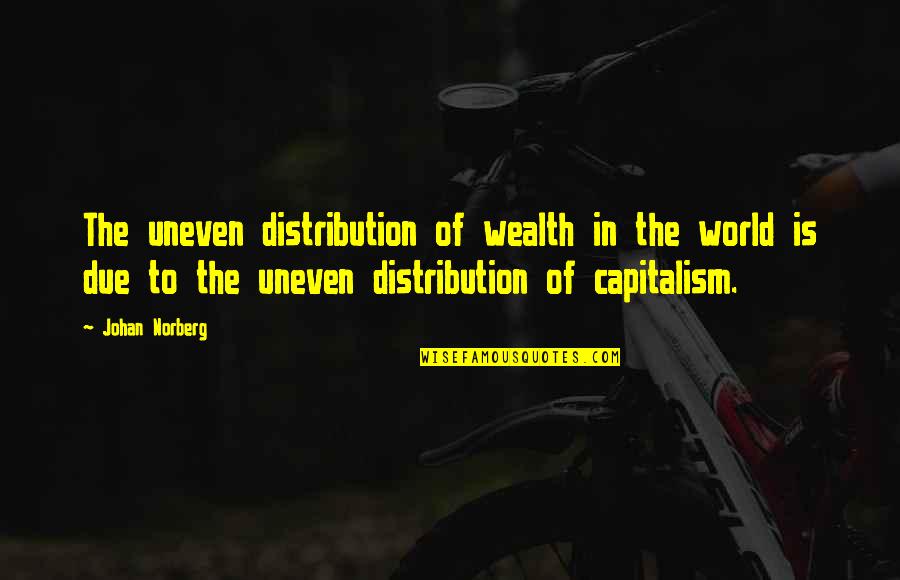 Uneven Quotes By Johan Norberg: The uneven distribution of wealth in the world