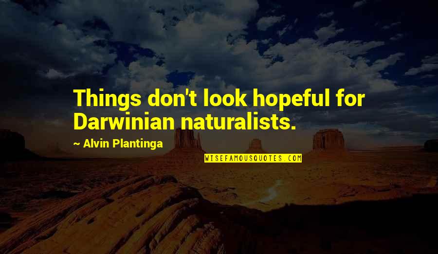Unexcused Absenteeism Quotes By Alvin Plantinga: Things don't look hopeful for Darwinian naturalists.