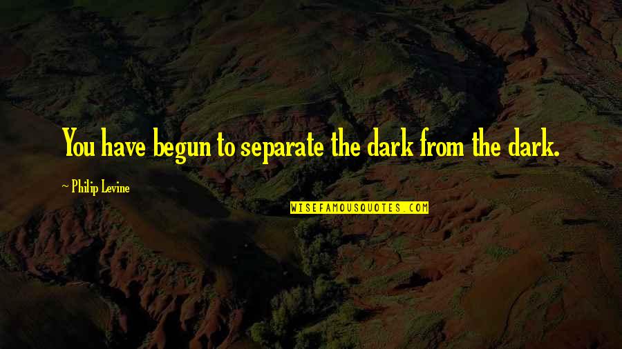 Unexpected Happening Quotes By Philip Levine: You have begun to separate the dark from