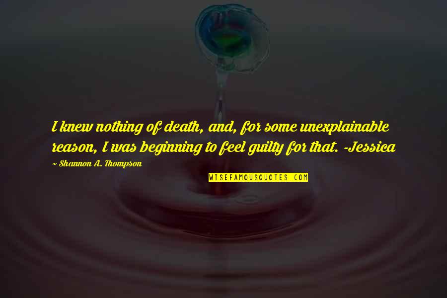Unexplainable Quotes By Shannon A. Thompson: I knew nothing of death, and, for some