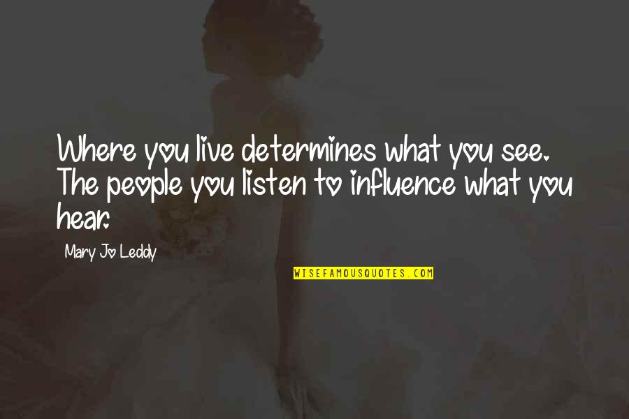 Unfair Leaders Quotes By Mary Jo Leddy: Where you live determines what you see. The