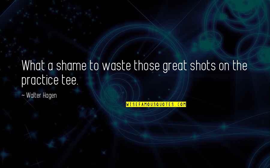 Unfamiliar Faces Quotes By Walter Hagen: What a shame to waste those great shots Unfamiliar Faces Quotes By Walter Hagen: What a shame to waste those great shots