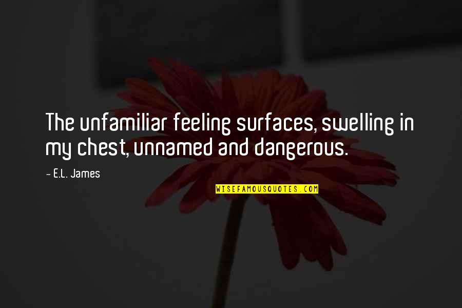 Unfamiliar Quotes By E.L. James: The unfamiliar feeling surfaces, swelling in my chest,