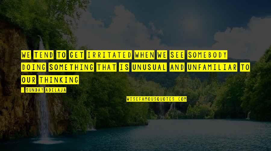 Unfamiliar Quotes By Sunday Adelaja: We tend to get irritated when we see Unfamiliar Quotes By Sunday Adelaja: We tend to get irritated when we see
