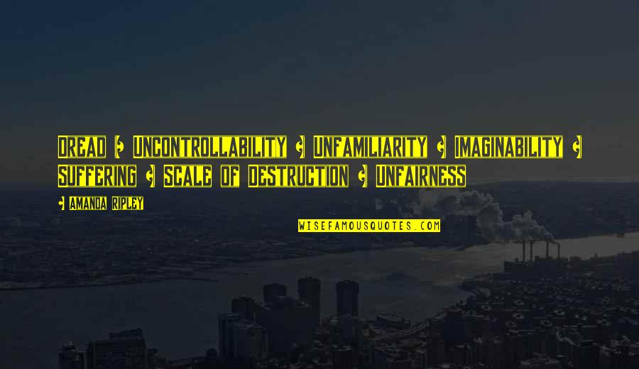 Unfamiliarity Quotes By Amanda Ripley: Dread = Uncontrollability + Unfamiliarity + Imaginability +