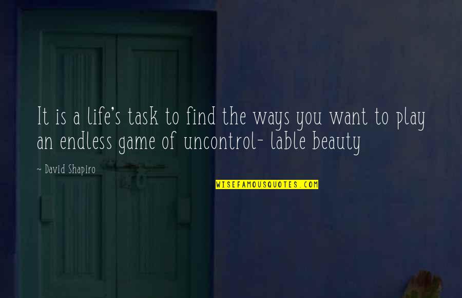 Unfavourable Crossword Quotes By David Shapiro: It is a life's task to find the