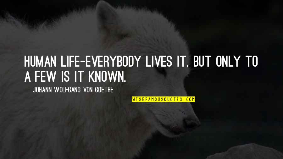 Unfocussing Quotes By Johann Wolfgang Von Goethe: Human life-everybody lives it, but only to a
