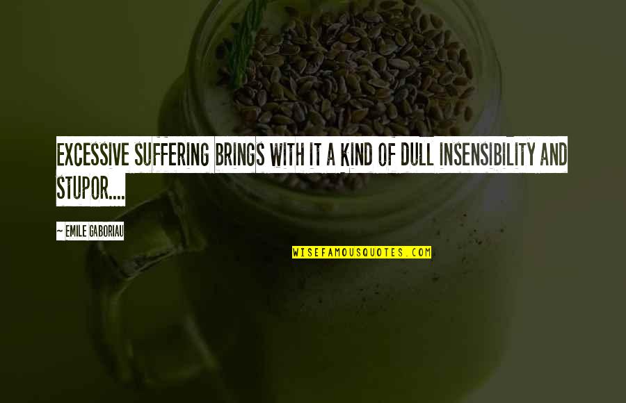Unforthcoming Synonyms Quotes By Emile Gaboriau: Excessive suffering brings with it a kind of