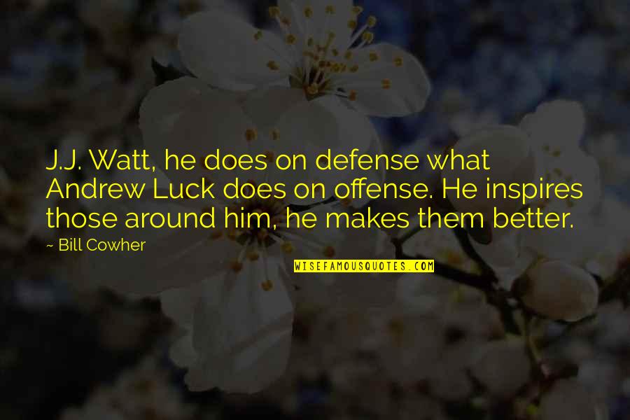 Unfrozen Turkey Quotes By Bill Cowher: J.J. Watt, he does on defense what Andrew Unfrozen Turkey Quotes By Bill Cowher: J.J. Watt, he does on defense what Andrew