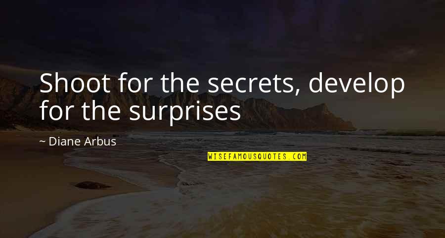 Ungrounded Quotes By Diane Arbus: Shoot for the secrets, develop for the surprises