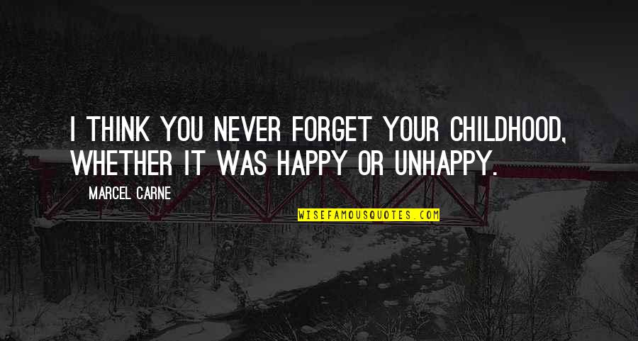 Unhappy Childhood Quotes By Marcel Carne: I think you never forget your childhood, whether