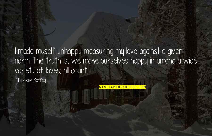 Unhappy In Love Quotes By Monique Roffey: I made myself unhappy measuring my love against