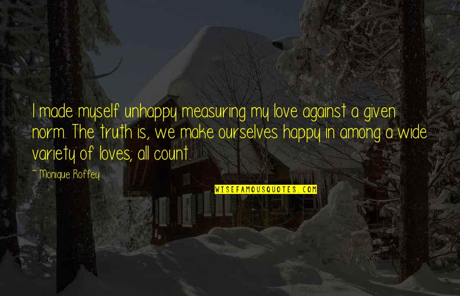 Unhappy Love Quotes By Monique Roffey: I made myself unhappy measuring my love against