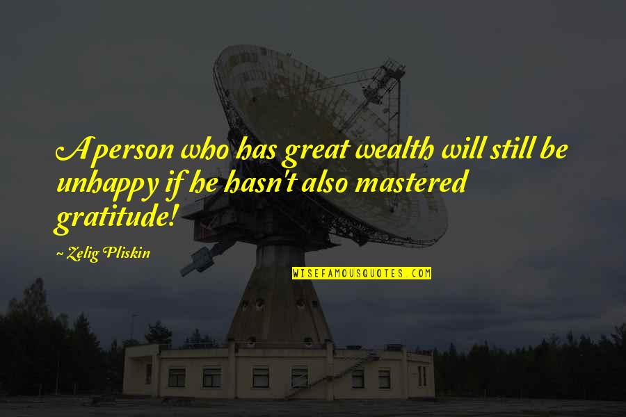 Unhappy Person Quotes By Zelig Pliskin: A person who has great wealth will still