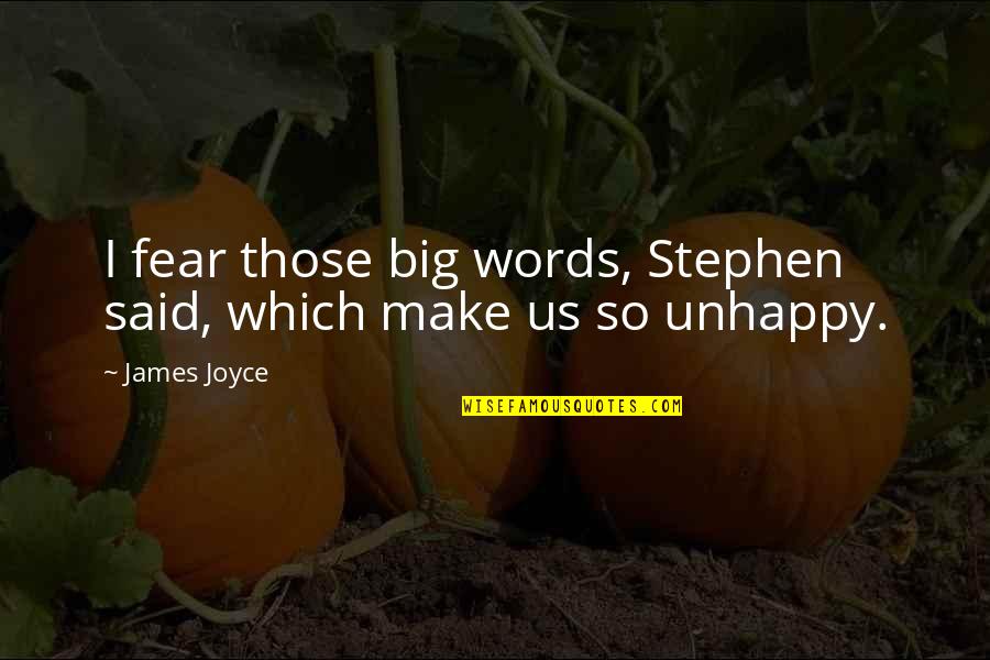 Unhappy Quotes By James Joyce: I fear those big words, Stephen said, which