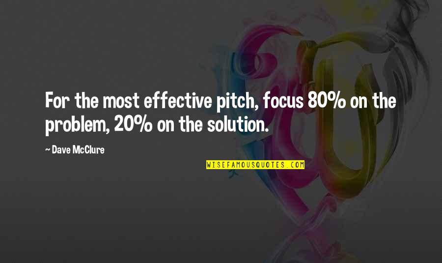 Unidas Seminovos Quotes By Dave McClure: For the most effective pitch, focus 80% on