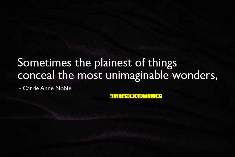 Unimaginable Quotes By Carrie Anne Noble: Sometimes the plainest of things conceal the most