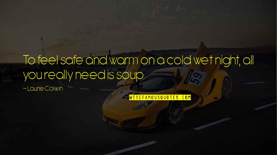 Unimaginably Big Quotes By Laurie Colwin: To feel safe and warm on a cold