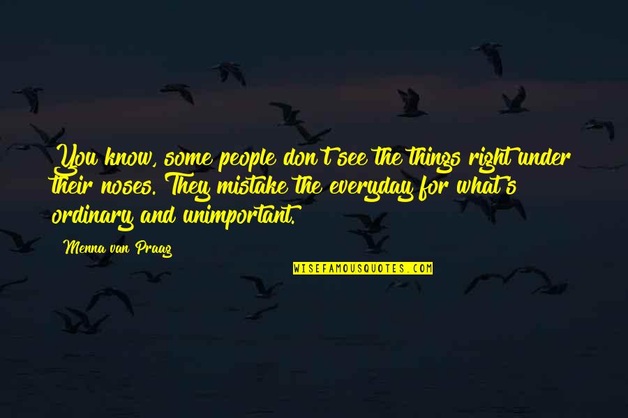 Unimportant Things Quotes By Menna Van Praag: You know, some people don't see the things