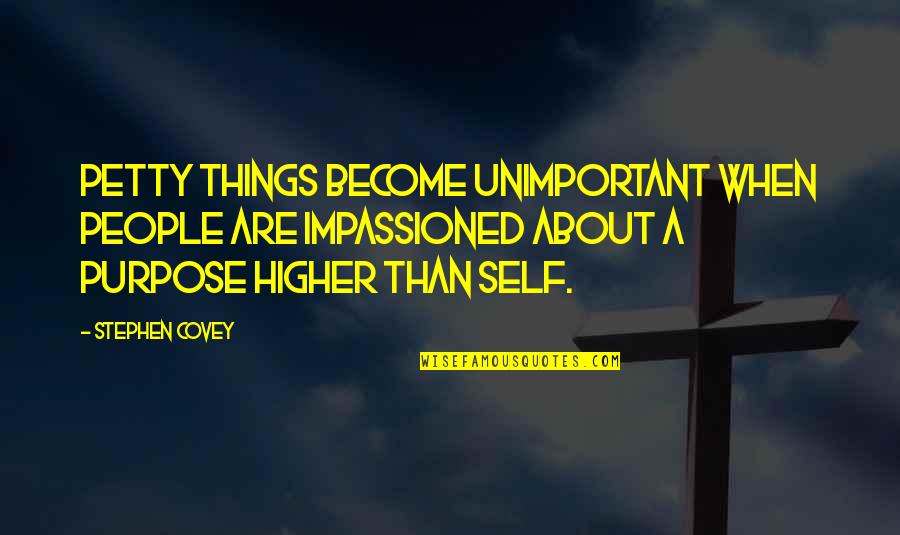 Unimportant Things Quotes By Stephen Covey: Petty things become unimportant when people are impassioned