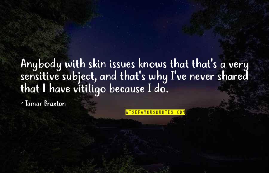 Unindustrialized Quotes By Tamar Braxton: Anybody with skin issues knows that that's a
